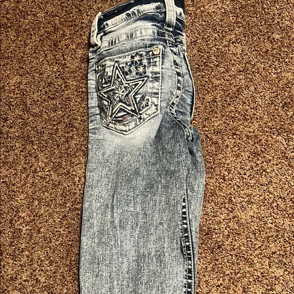 Blue Boot Cut Jeans with Vintage Wash - Picture 5 of 5